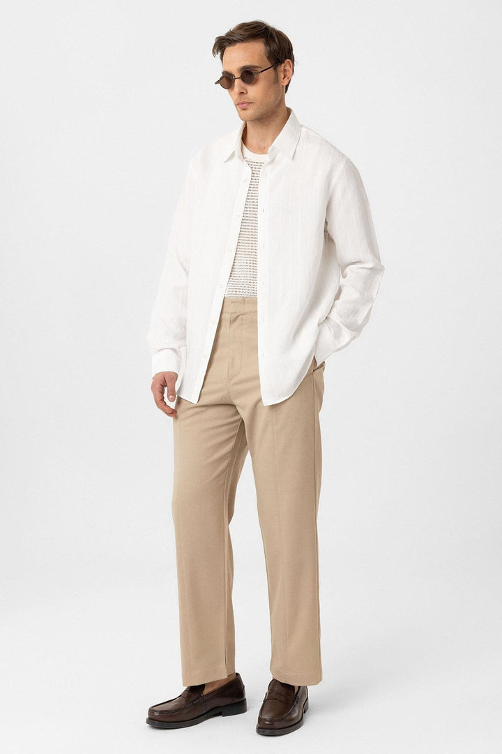 ANT Antioch White Relax Fit Striped Men's Shirt - Lees Summit