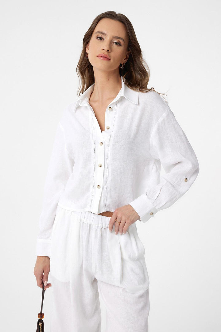 ANT Antioch White Striped Women's Shirt - Redlands
