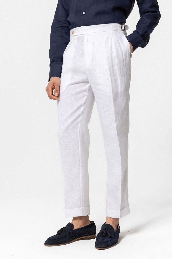 ANT High Waist 100% Linen Pleated Men's Pants - Enschede