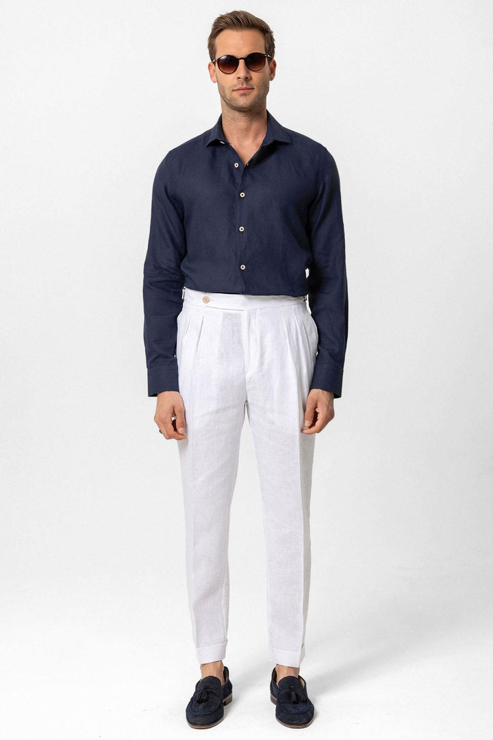 ANT High Waist 100% Linen Pleated Men's Pants - Enschede