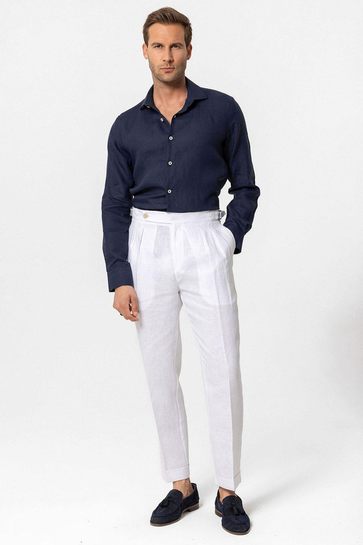 ANT High Waist 100% Linen Pleated Men's Pants - Enschede