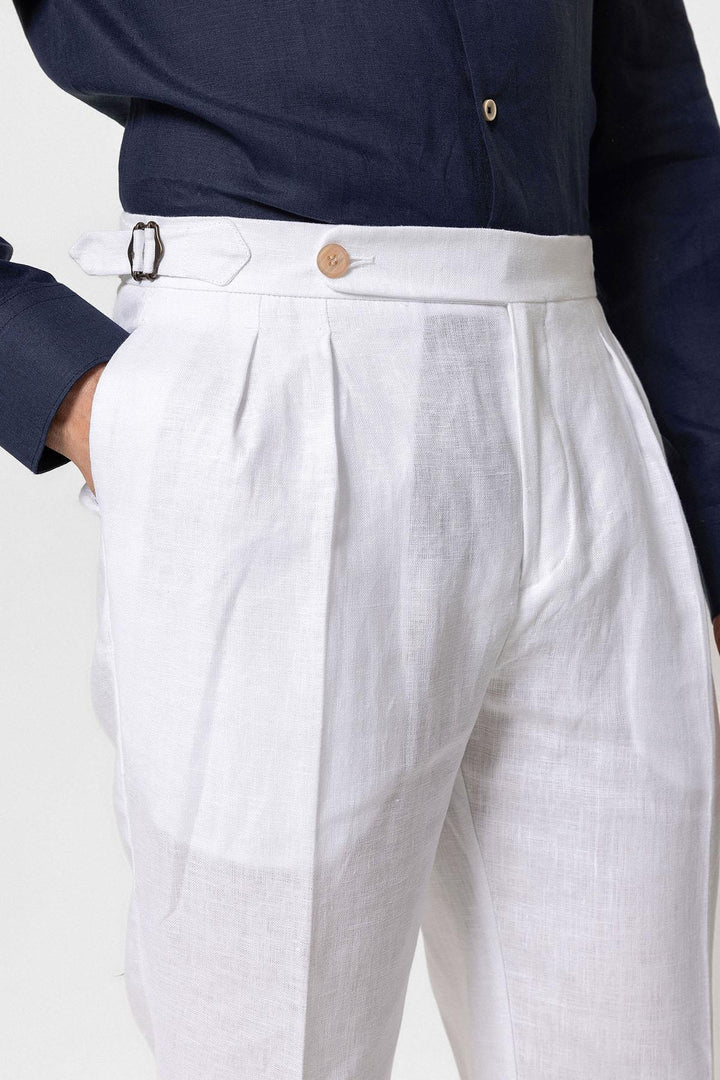 ANT High Waist 100% Linen Pleated Men's Pants - Enschede