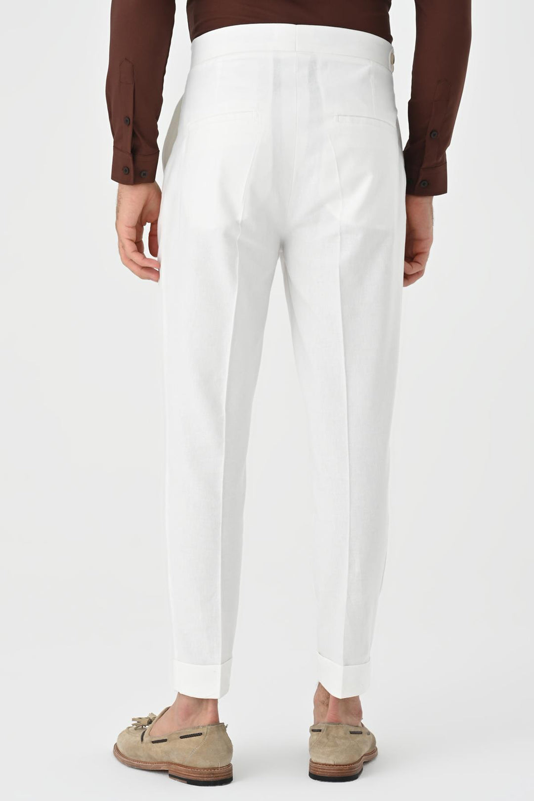 ANT High Waist Linen Blend Pleated Men's Trousers - Calexico