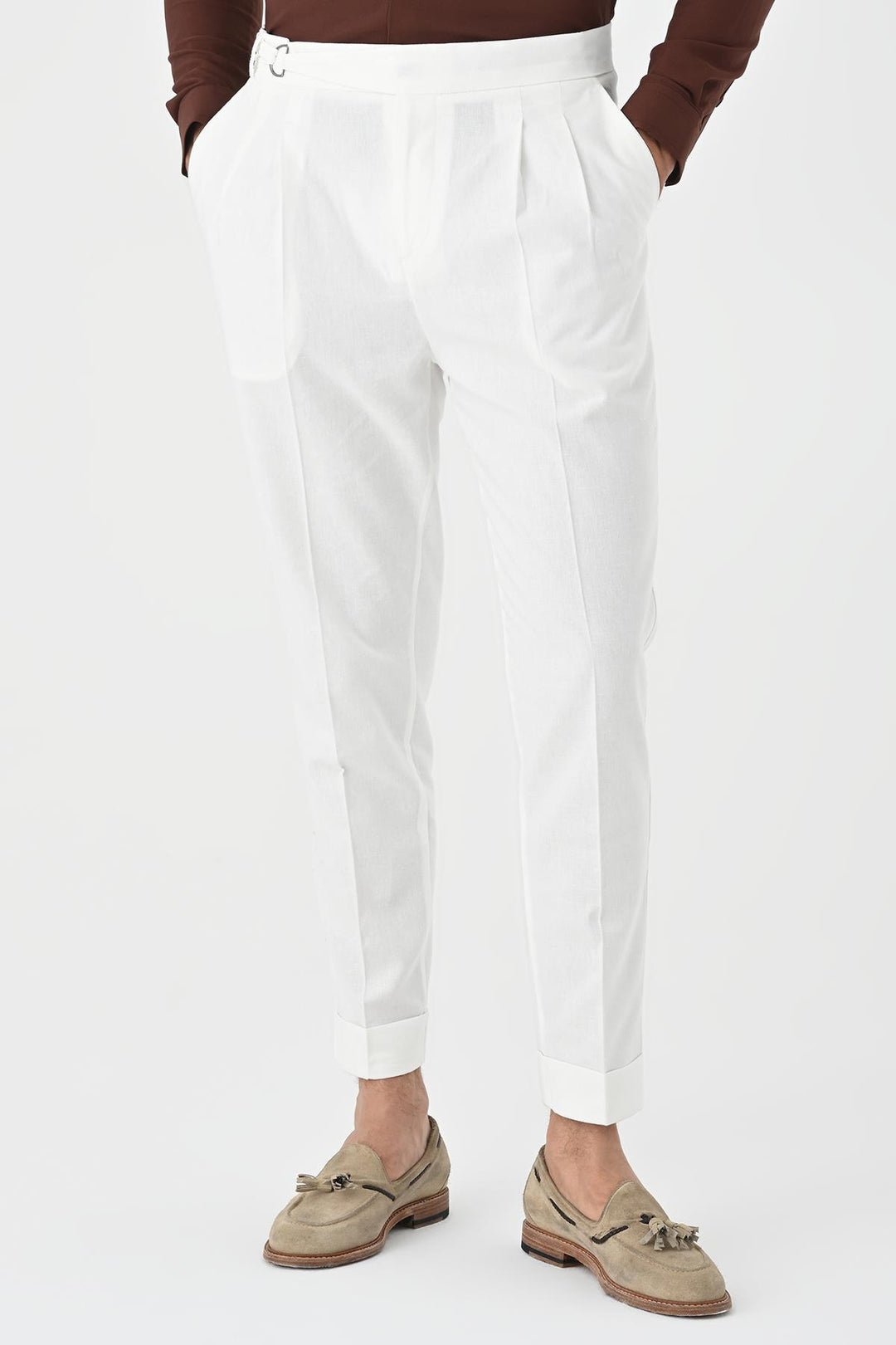 ANT High Waist Linen Blend Pleated Men's Trousers - Calexico