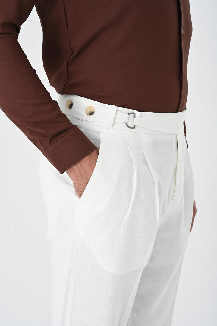 ANT High Waist Linen Blend Pleated Men's Trousers - Calexico