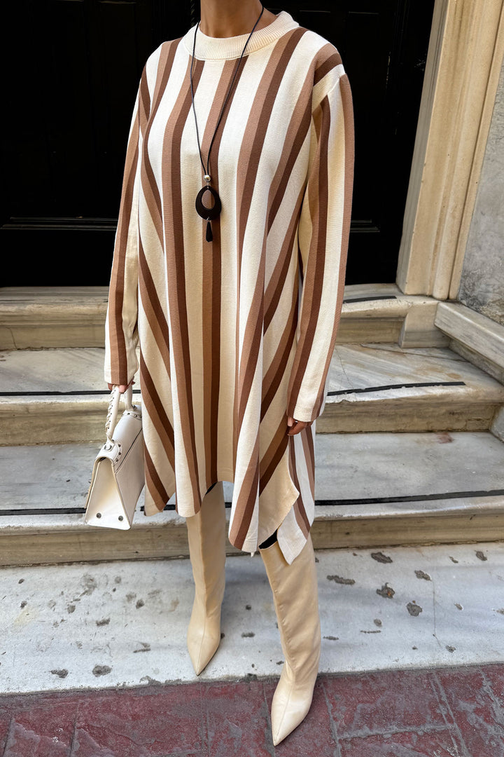 Biscuit Bicycle Collar Striped Patterned Knit Dress BCDF-25A9130 - North Highlands