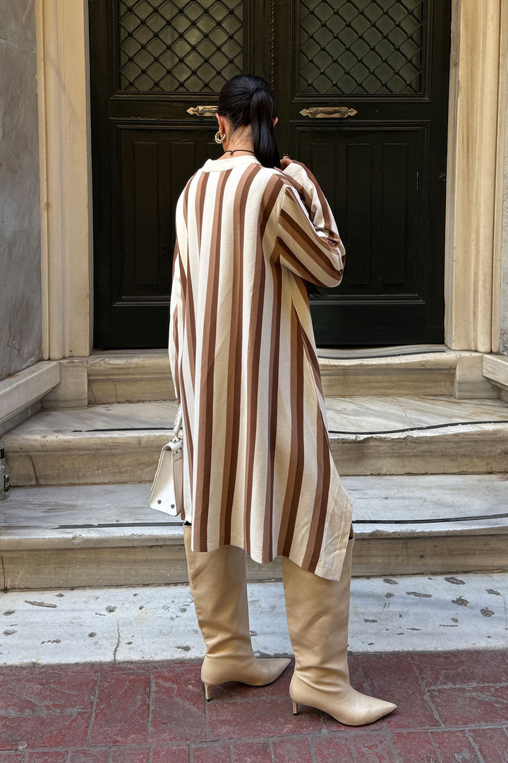 Biscuit Bicycle Collar Striped Patterned Knit Dress BCDF-25A9130 - North Highlands