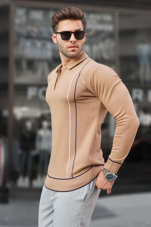 MDX Biscuit Zippered Polo Neck Knit Men's Sweater 6823 - Alameda