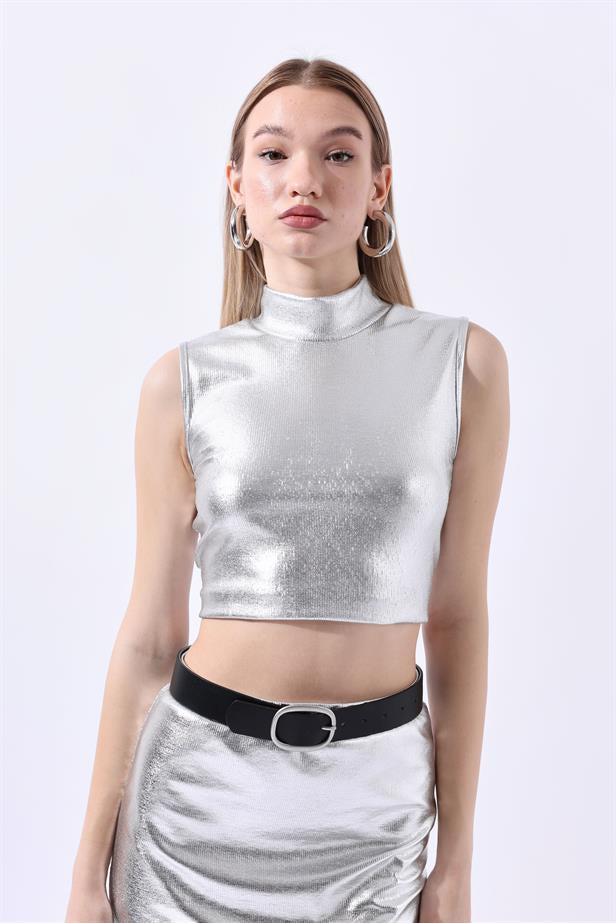RYN Wholesale Leather-Look Blouse Silver - Villa de Álvarez