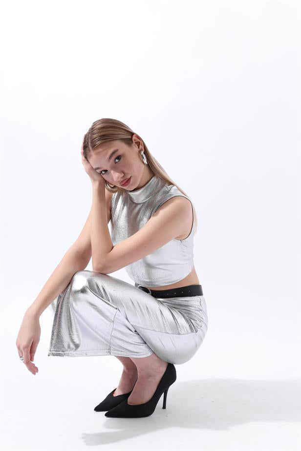 RYN Wholesale Leather-Look Blouse Silver - Villa de Álvarez