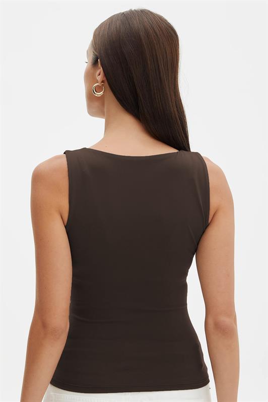 MDX Brown Thick-Strapped Women's Blouse MG1998 - Brunswick