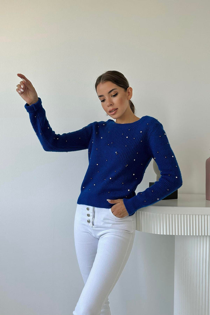 ELS Beaded Sweater - Blue - Plauen