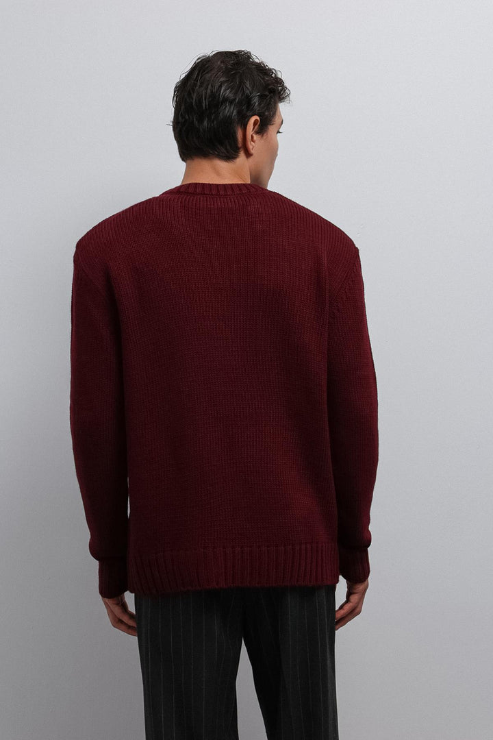 ANT Antioch Burgundy Textured V-Neck Men's Sweater - Freeport