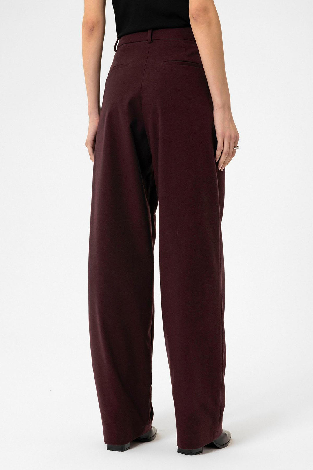 ANT Antioch Bordeaux Women's High Waist Pants with Detailed Straight Fit. - Pocatello