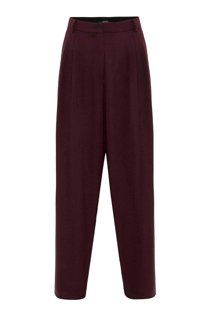 ANT Antioch Bordeaux Women's High Waist Pants with Detailed Straight Fit. - Pocatello