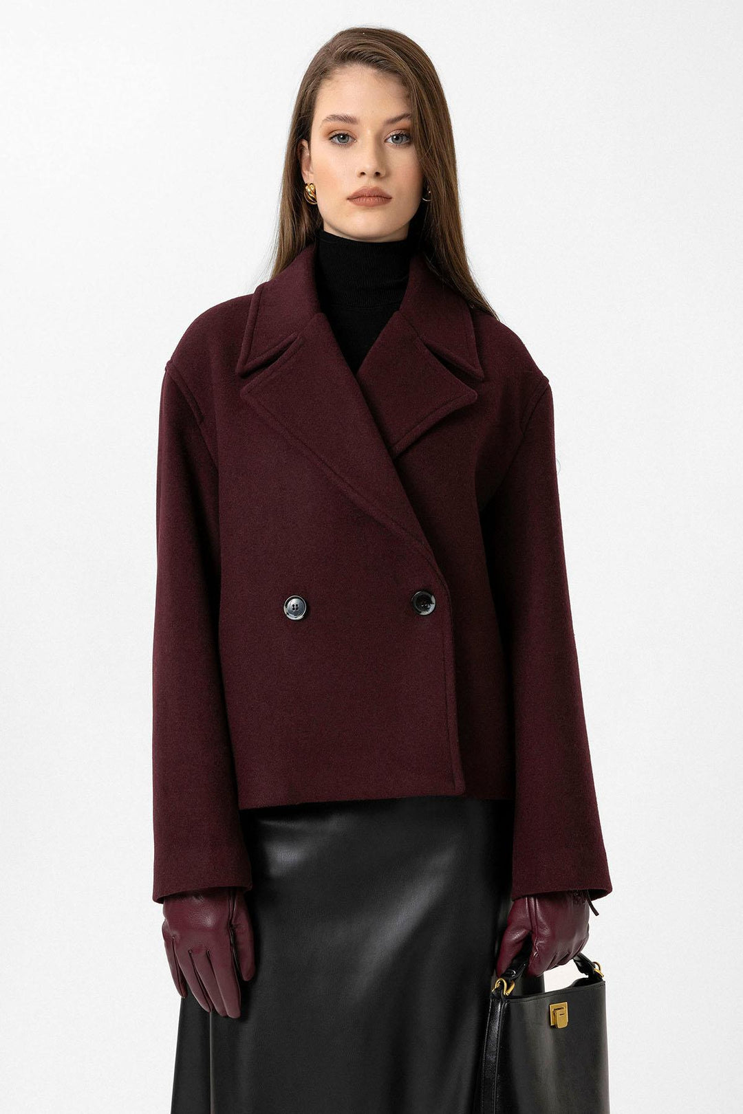 ANT Antioch Bordeaux Women's Wool Blend Wrap Coat - Lorca