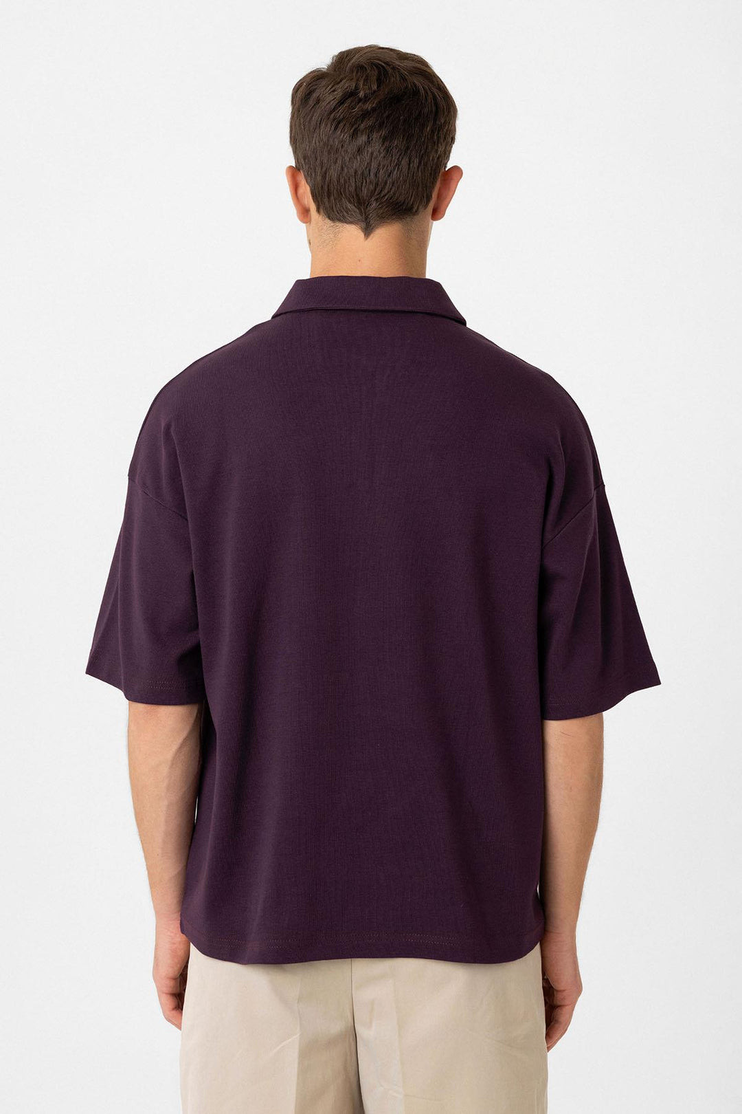 ANT Antioch Burgundy Oversized Polo Neck Zippered Men's T-Shirt - Airdrie