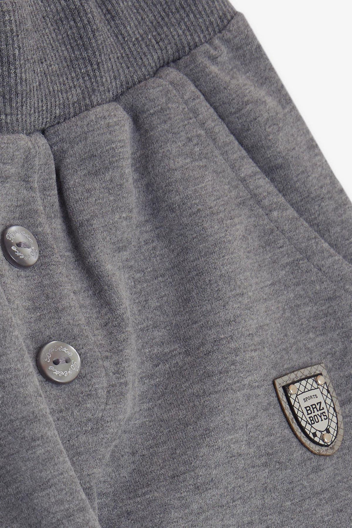 BRE Breeze Girls & Boys Baby Boy Buttoned Arm Pocketed Romper 9 Months-3 Years, Dark Grey Melange - Skokie