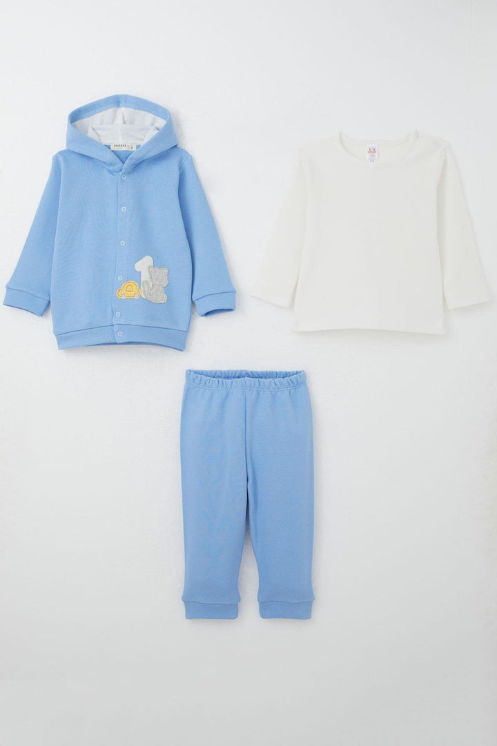 BRE Breeze Baby Boy Bodysuit 3-Piece Set Patis Car Adventure 4 Months Year, Blue - Alchevsk