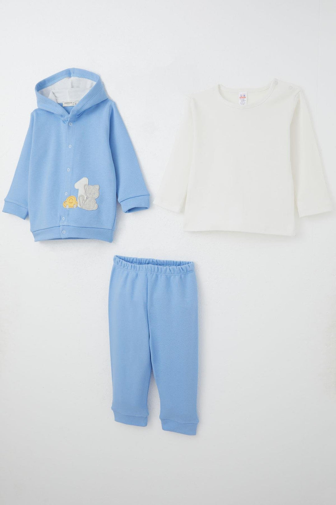 BRE Breeze Baby Boy Bodysuit 3-Piece Set Patis Car Adventure 4 Months Year, Blue - Alchevsk