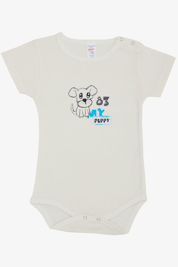 BRE Breeze Baby Boy Snap Bodysuit Onesie Puppy Printed 9 Months-3 Years, Beige - Edmond