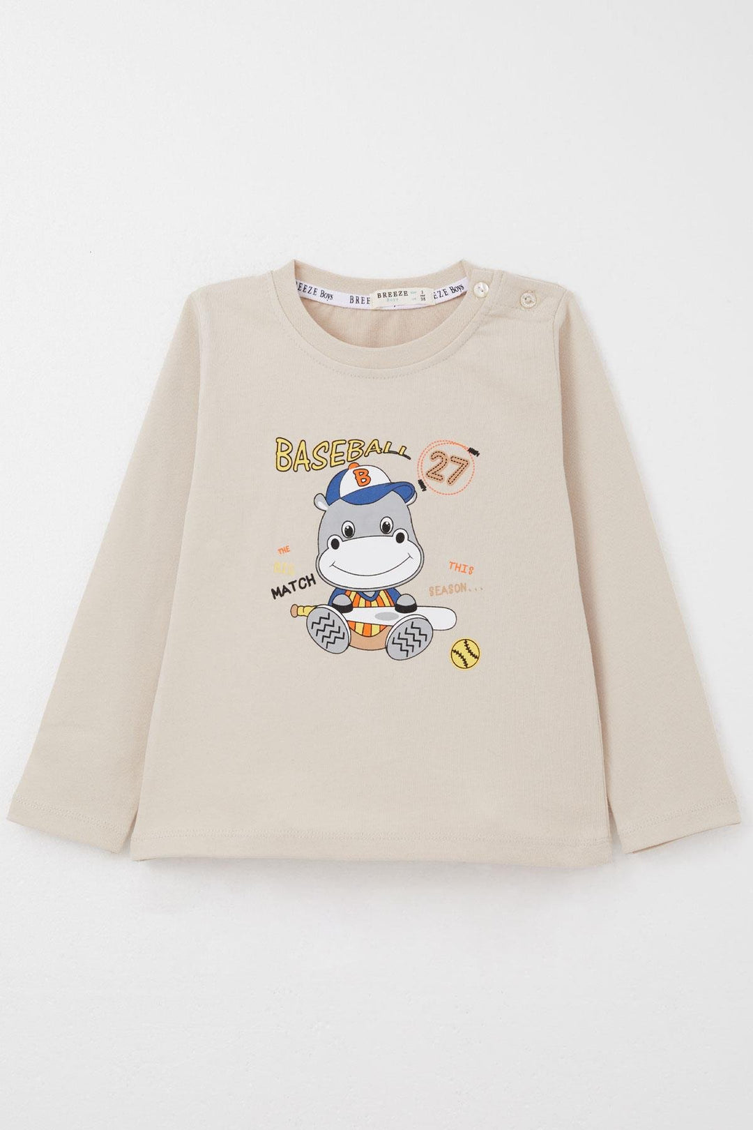 BRE Breeze Baby Boy Tracksuit Baseball Player Cute Animal Printed 9 Months-3 Years, Beige - Montgomery Village