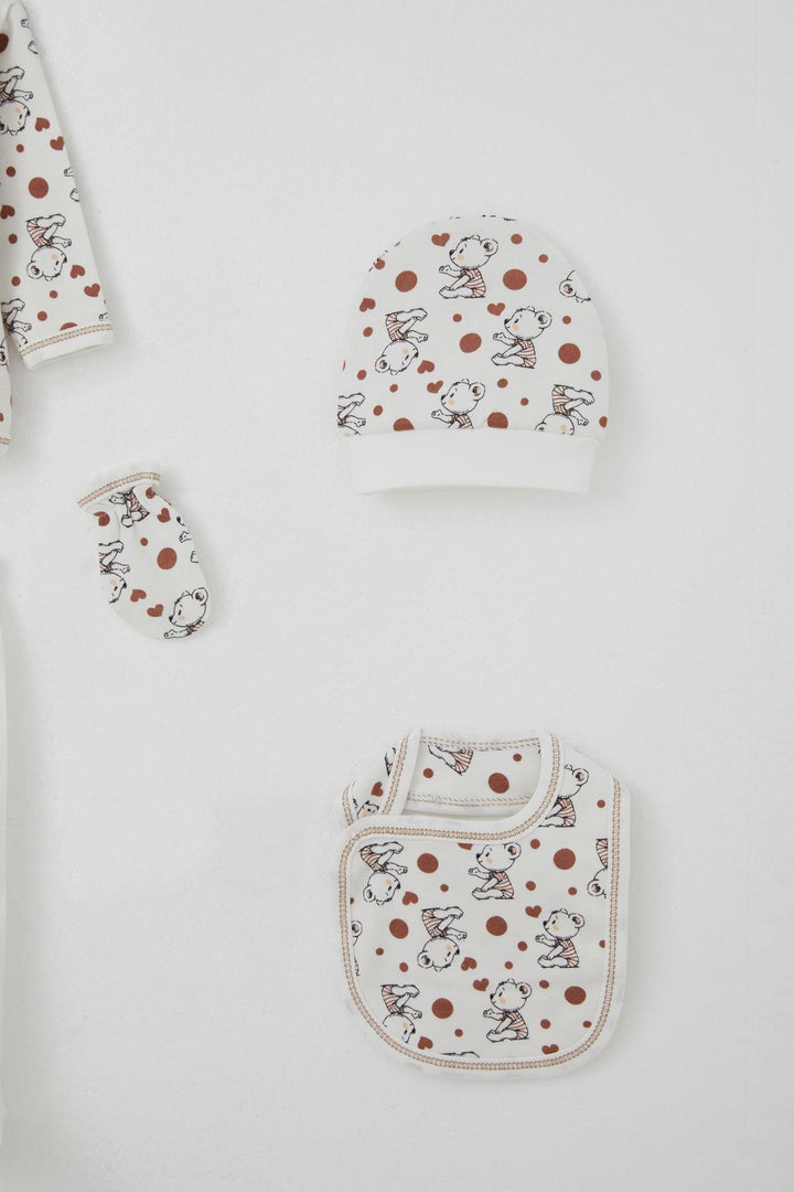 BRE Breeze Baby Boy Hospital Outfit 5 Piece Cute Baby Bear Patterned 0-3 Months, White - Fayetteville