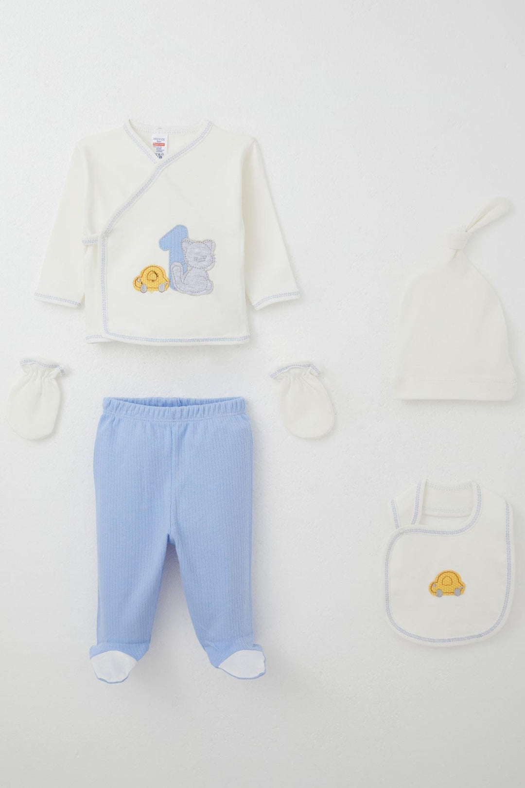 BRE Breeze Baby Boy Hospital Exit 5-Piece Patin Car Adventure 0-3 Months, White - Castelo Branco