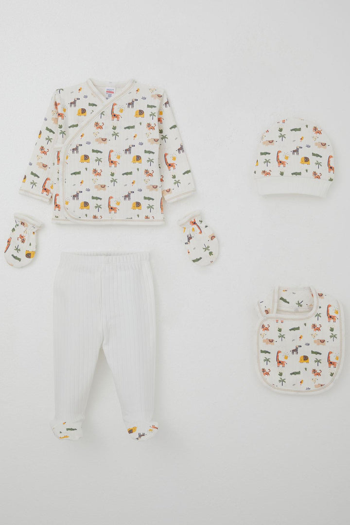 BRE Breeze Baby Boy Hospital Outfit 5 Piece Baby Zoo 0-3 Months, Ecru - Botoşani