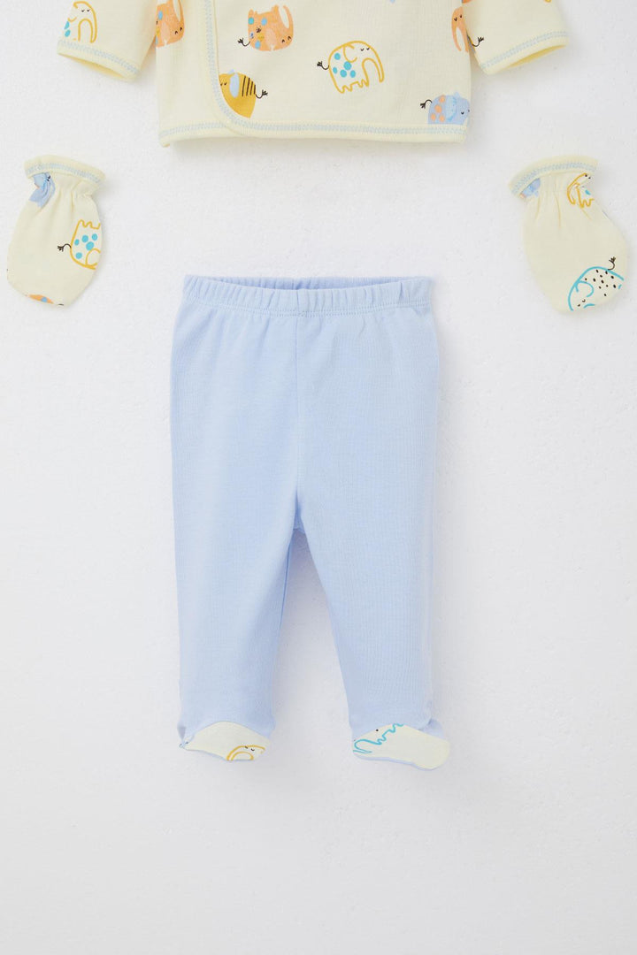 BRE Breeze Baby Boy Hospital Outfit 5-Piece Elephant Patterned 0-3 Months, Yellow - Morristown
