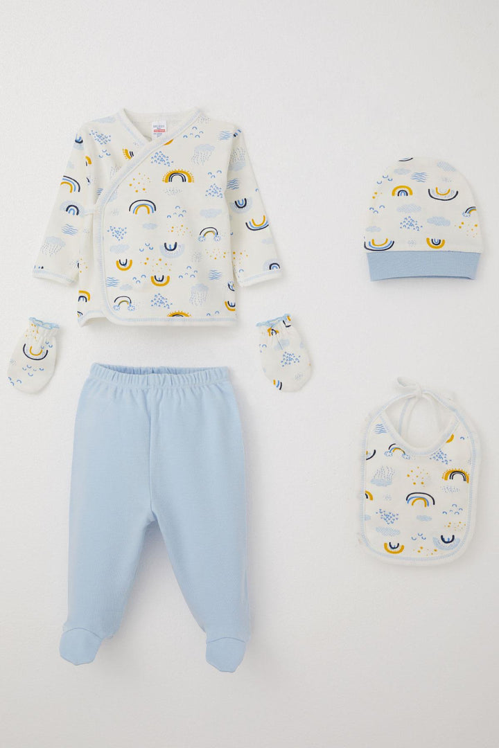 BRE Breeze Baby Boy Hospital Outfit 5 Piece Rainbow Sparkle 0-3 Months, White - Aalen