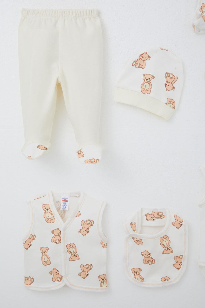 BRE Breeze Baby Boy Hospital Outfit 8 Piece Toy Bear Patterned 0-3 Months, White - Desio