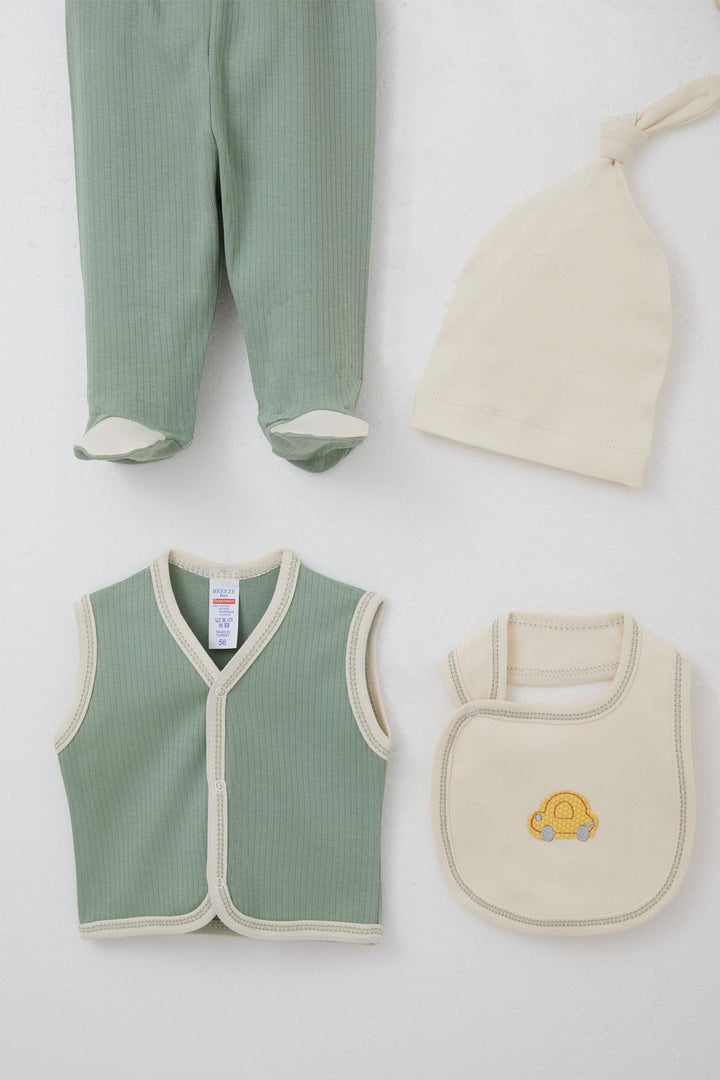 BRE Breeze Baby Boy Hospital Exit 8 Piece Skating Car Adventure 0-3 Months, Cream - Newton