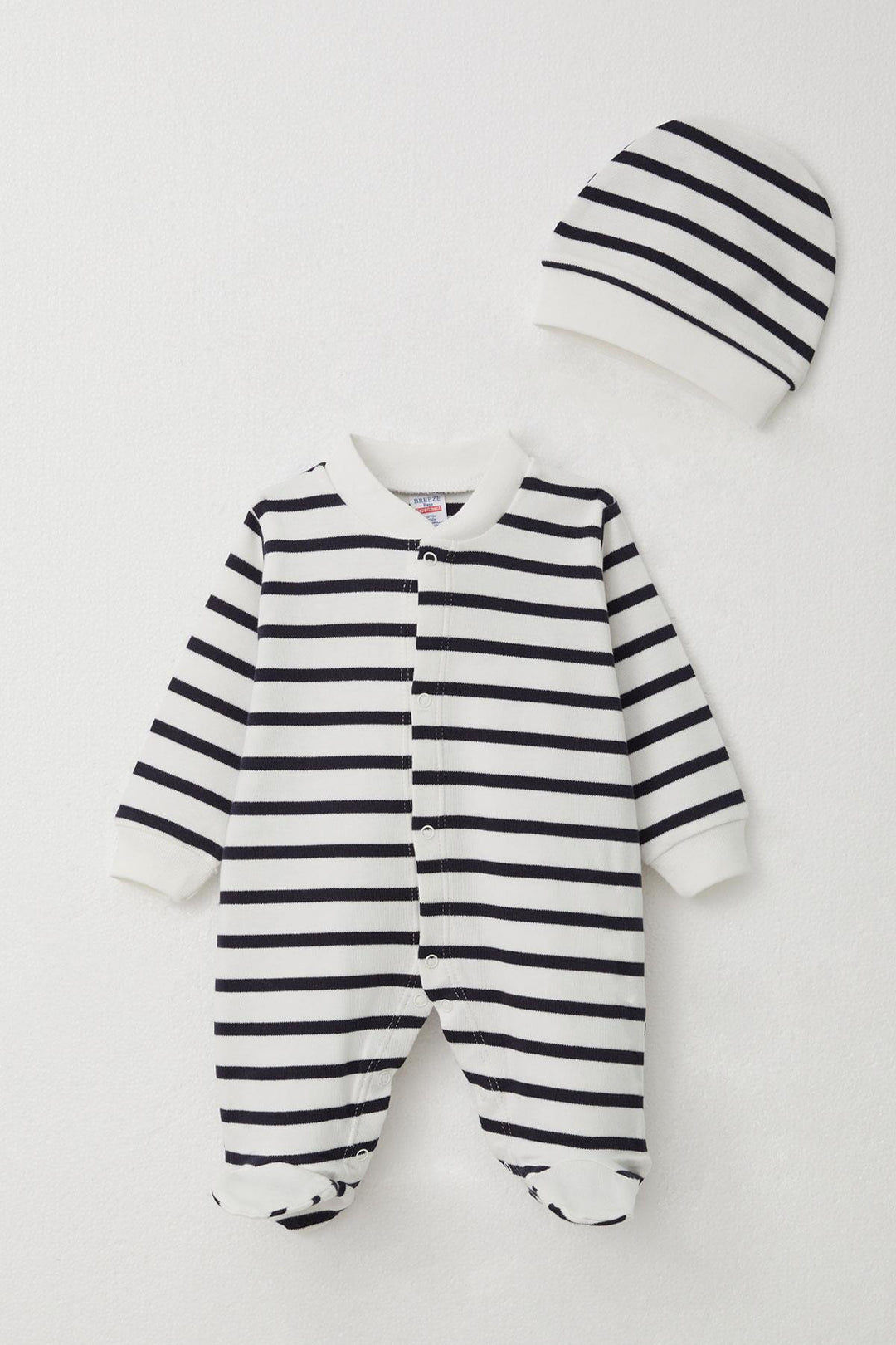 BRE Breeze Baby Boy Striped Romper with Socks 0-6 Months, White - Wiener Neustadt