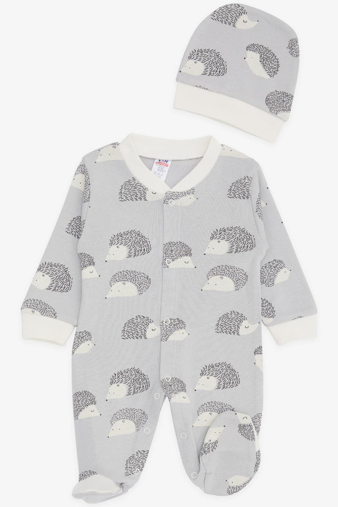 BRE Breeze Baby Boy Footed Romper Hedgehog Patterned 0-3 Months-6 Months, Gray - Dewsbury