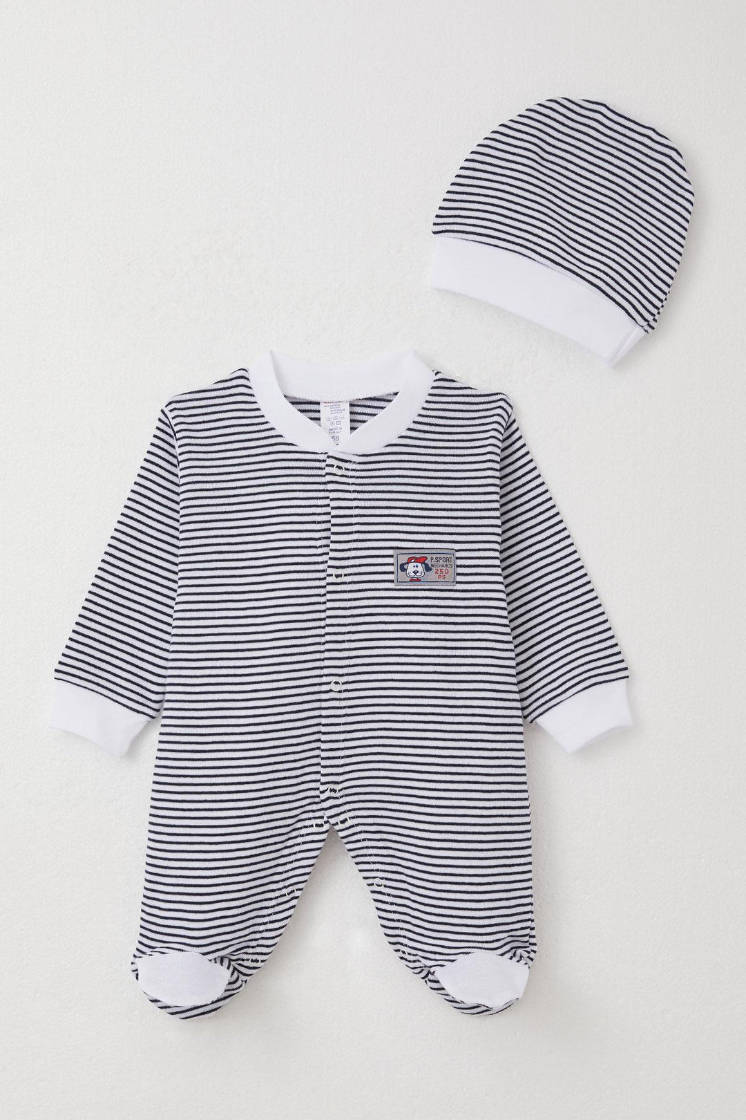 BRE Breeze Baby Boy Romper with Socks Cute Puppy Embroidery Striped 0-6 Months, Mixed Color - Vasylkiv