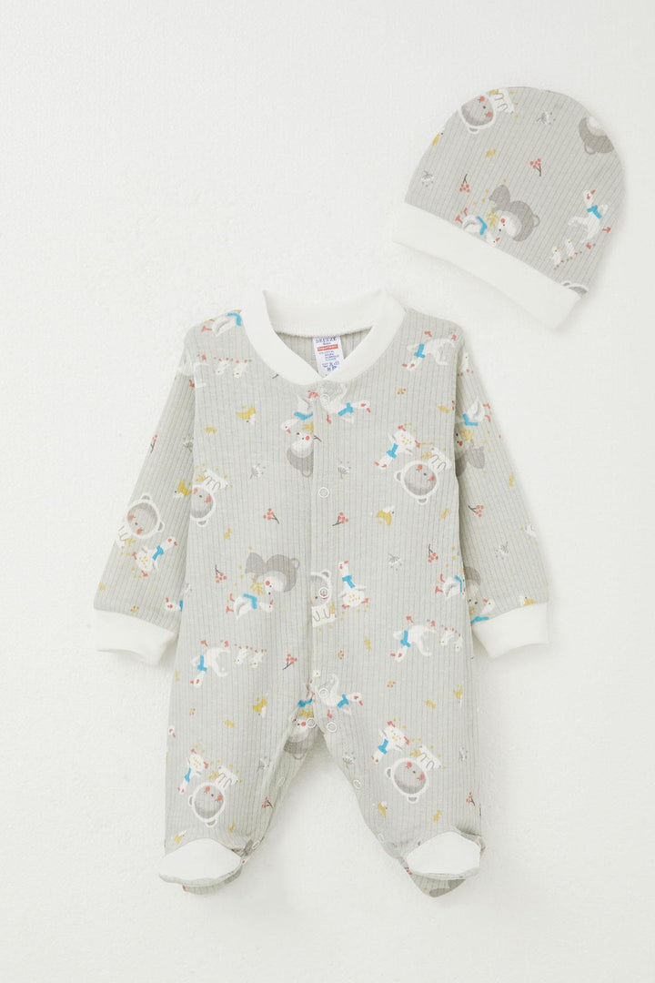 BRE Breeze Baby Boy Footed Romper with Cute Friends Pattern 0-6 Months, Gray - Odenton