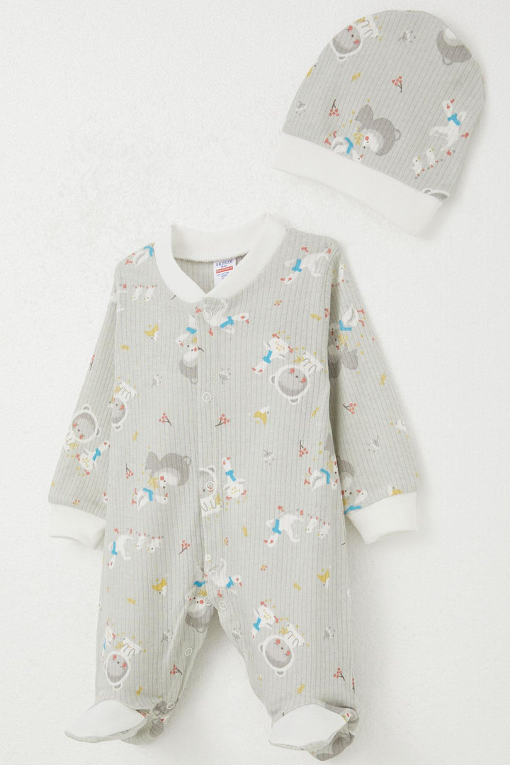 BRE Breeze Baby Boy Footed Romper with Cute Friends Pattern 0-6 Months, Gray - Odenton