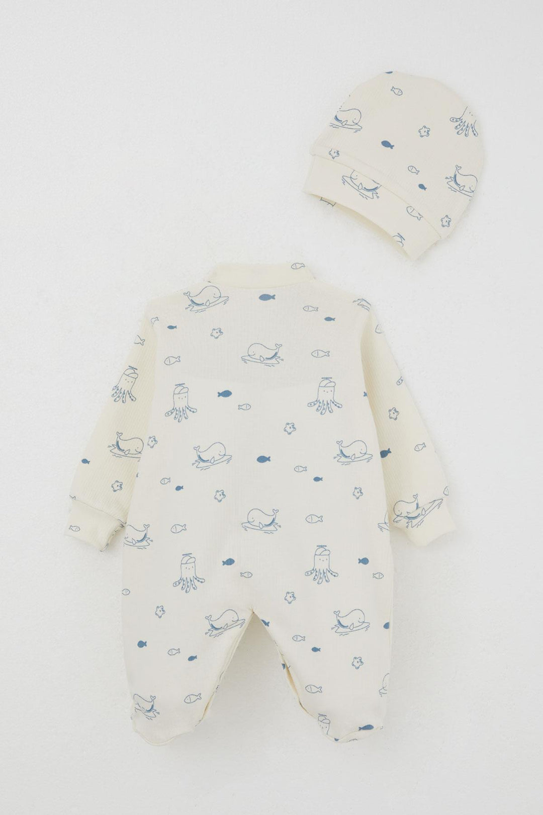 BRE Breeze Baby Boy Romper with Socks Cute Sea Animals Patterned 0-6 Months, Cream - La Chaux-de-Fonds