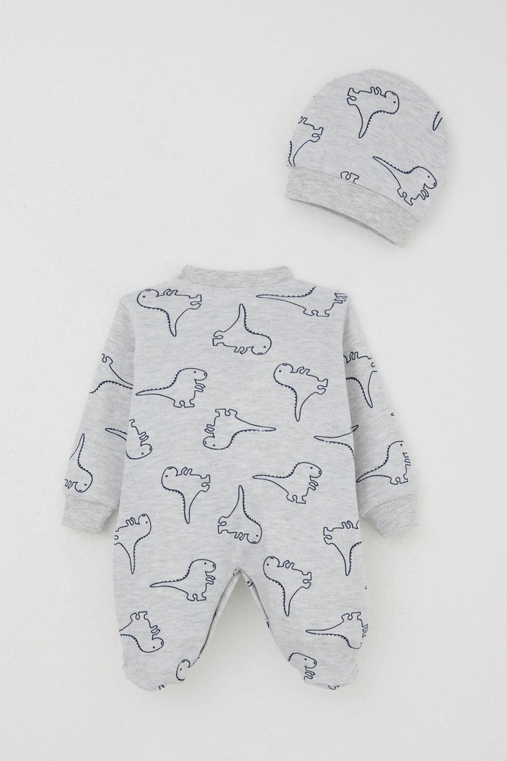 BRE Breeze Baby Boy Footed Romper Cute Dinosaur Patterned 0-6 Months, Light Grey Melange - Hürth