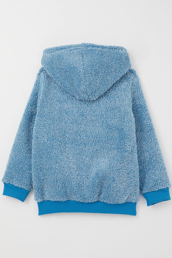 BRE Breeze Baby Boy Plush Hooded Zippered Cardigan 9 Months-3 Years, Blue - North Fort Myers