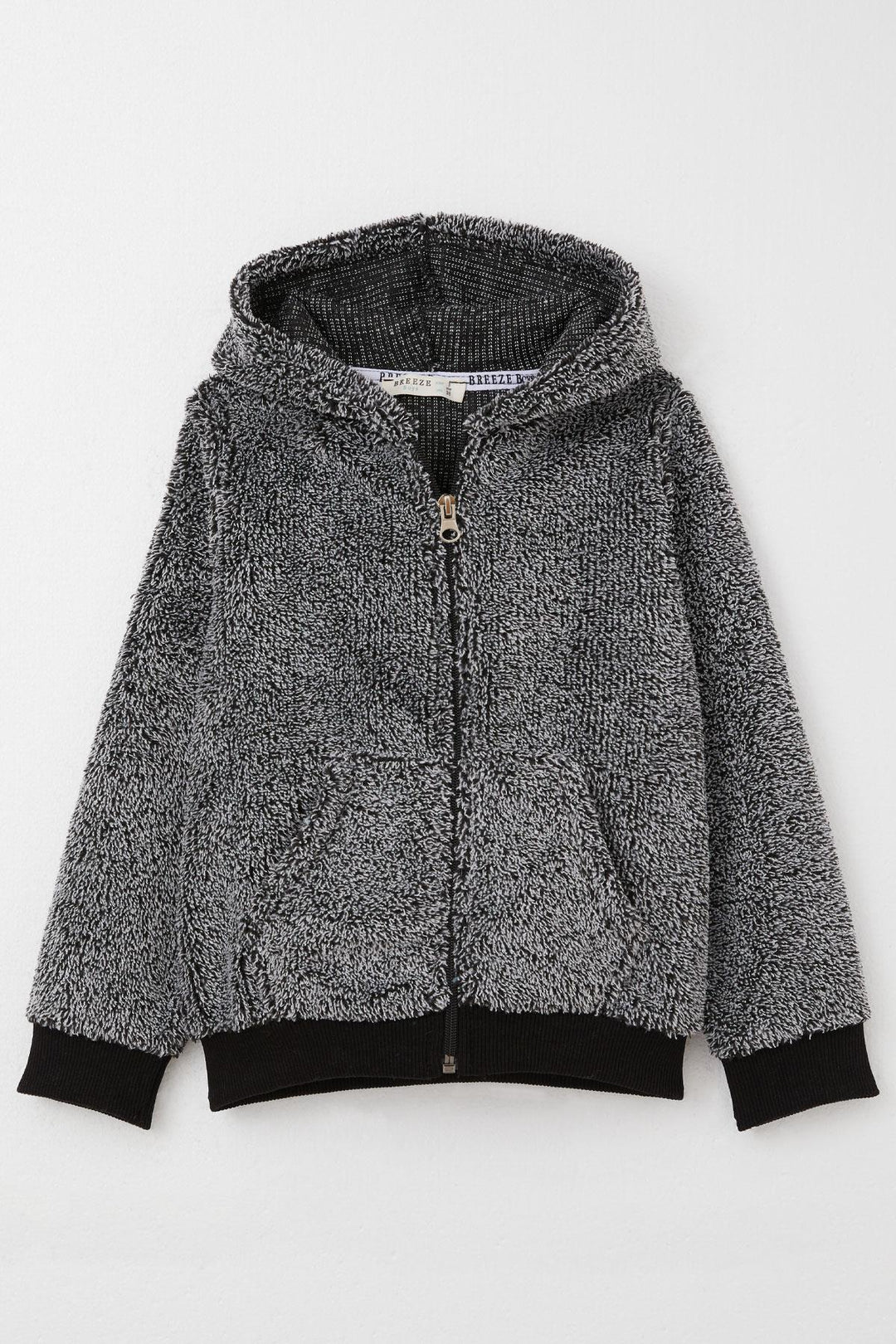 BRE Breeze Baby Boy Plush Hooded Zippered Cardigan 9 Months-3 Years, Black - Bad Homburg