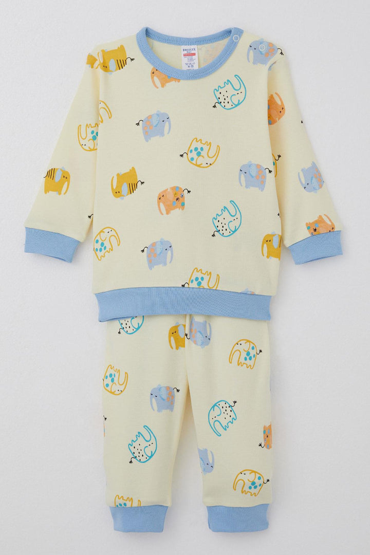 BRE Breeze Baby Boy Pyjama Set Cute Elephant Patterned 4 Months Year, Yellow - Seixal
