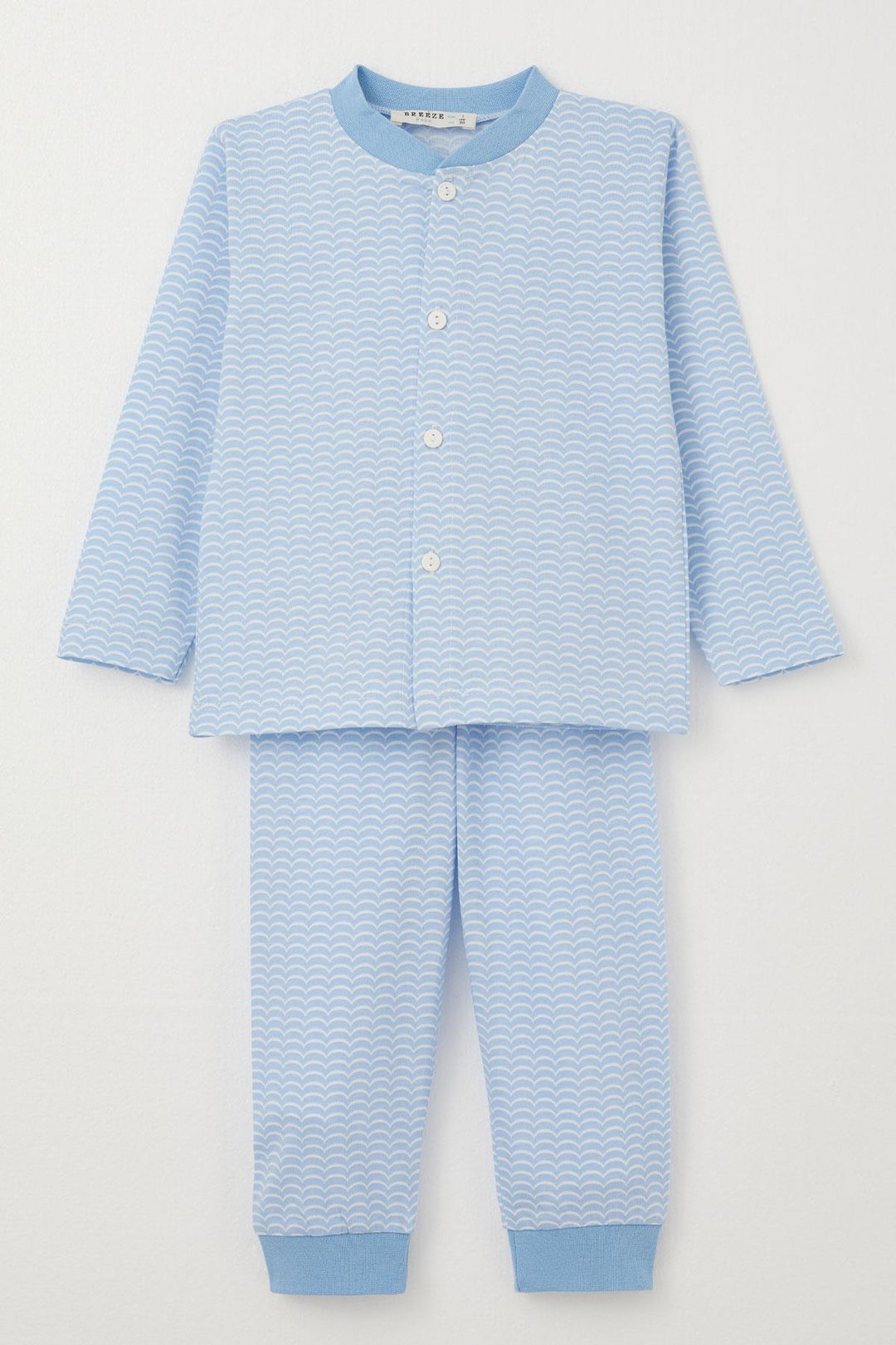 BRE Breeze Baby Boy Pajama Set Patterned Buttoned 4 Months Year, Light Blue - Ponta Delgada