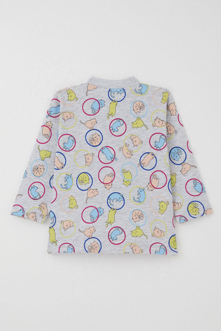 BRE Breeze Baby Boy Pajama Set with Moving Kitten Pattern 4 Months Year, Gray Melange - Bender