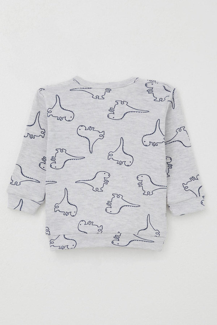 BRE Breeze Baby Boy Pajama Set with Shoulder Snap Cute Dinosaur Patterned 4 Months Year, Light Grey Melange - Heroica Caborca