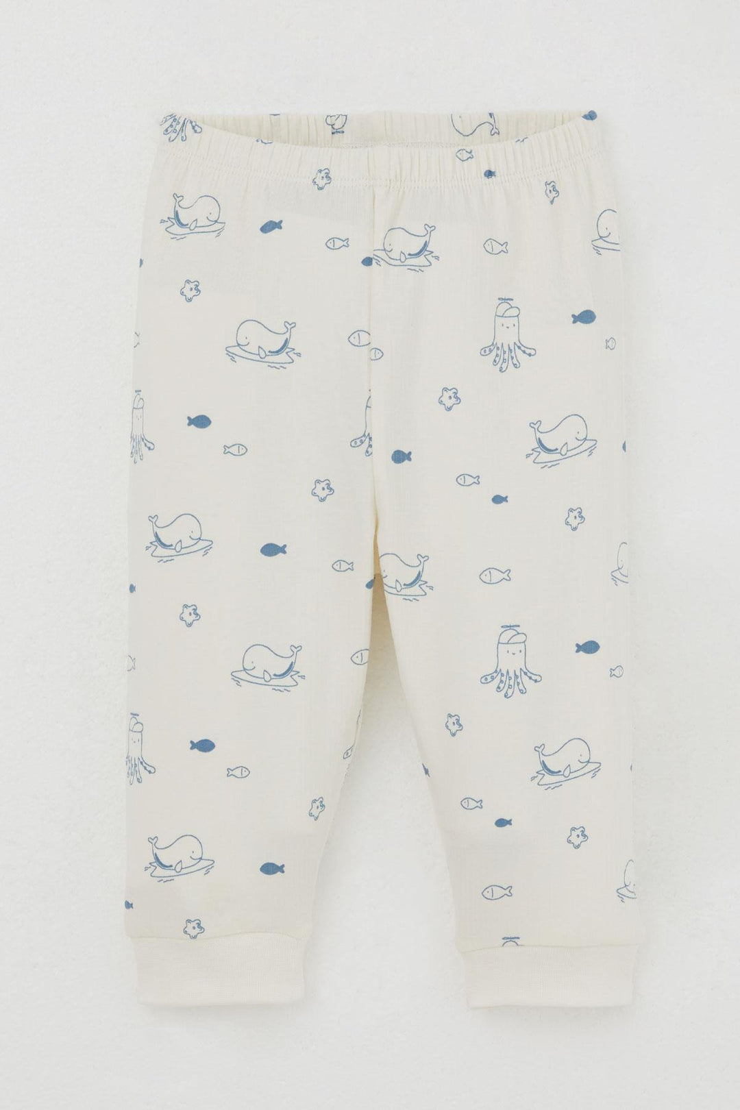 BRE Breeze Baby Boy Pyjama Set Shoulder Buttoned Cute Sea Animals Patterned 4 Months Year, Cream - Rochester