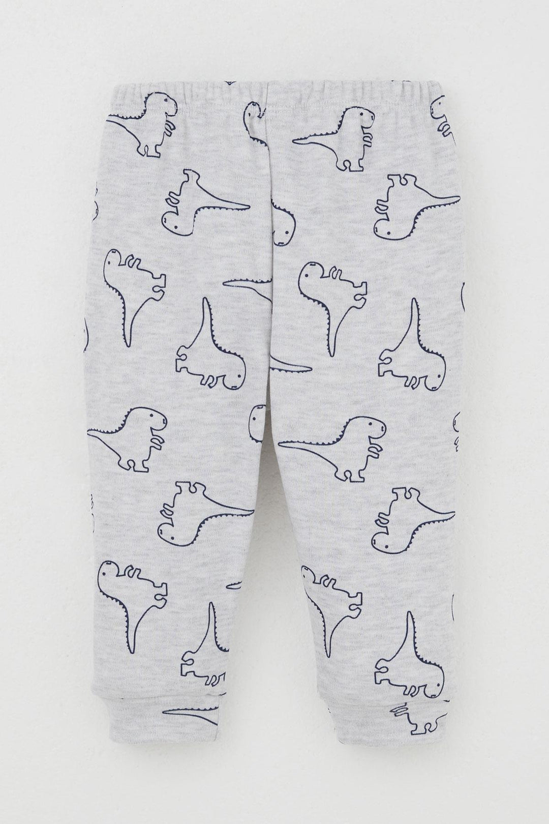 BRE Breeze Baby Boy Pajama Set with Shoulder Snap Cute Dinosaur Patterned 4 Months Year, Light Grey Melange - Heroica Caborca