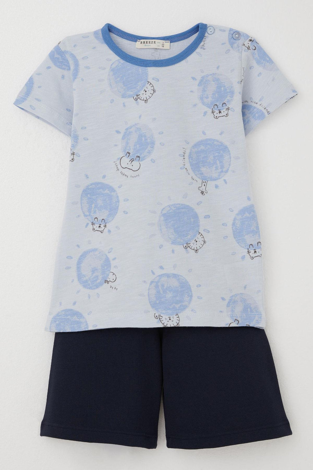 BRE Breeze Baby Boy Pajama Set Cute Animal World Friendship Themed 9 Months-3 Years, Light Blue - Villa del Carbón