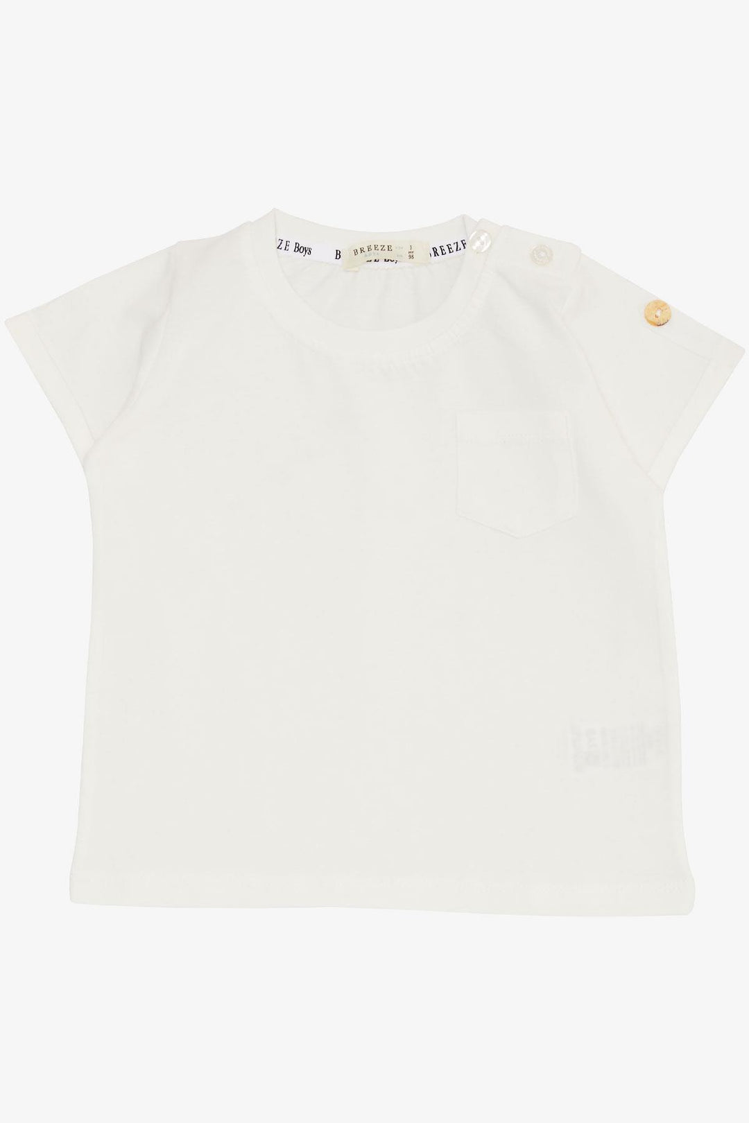 BRE Breeze Baby Boy T-Shirt with Pocketed Sleeves Buttoned Accessorized 9 Months-3 Years, Ecru - Besançon